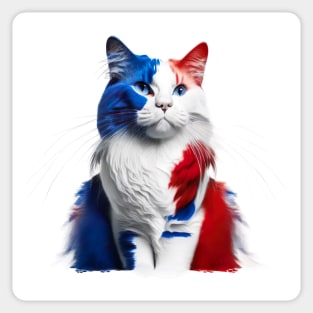 [AI Art] Red, blue and white fluffy Kitty Cat Sticker